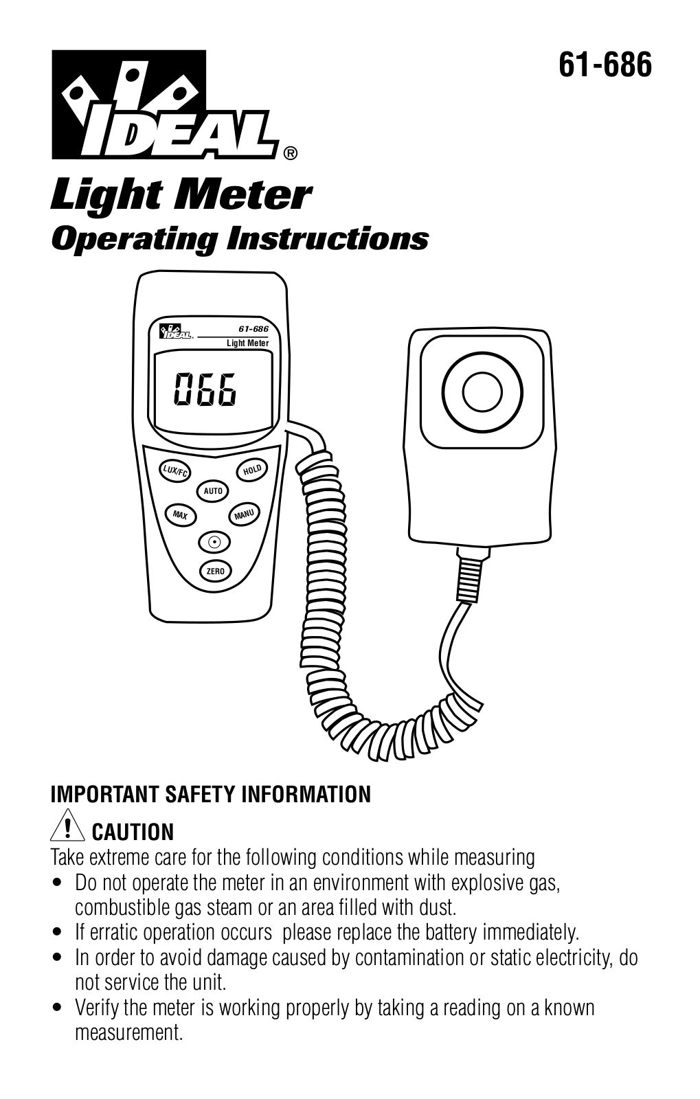 IDEAL 61-686 Operating Instructions