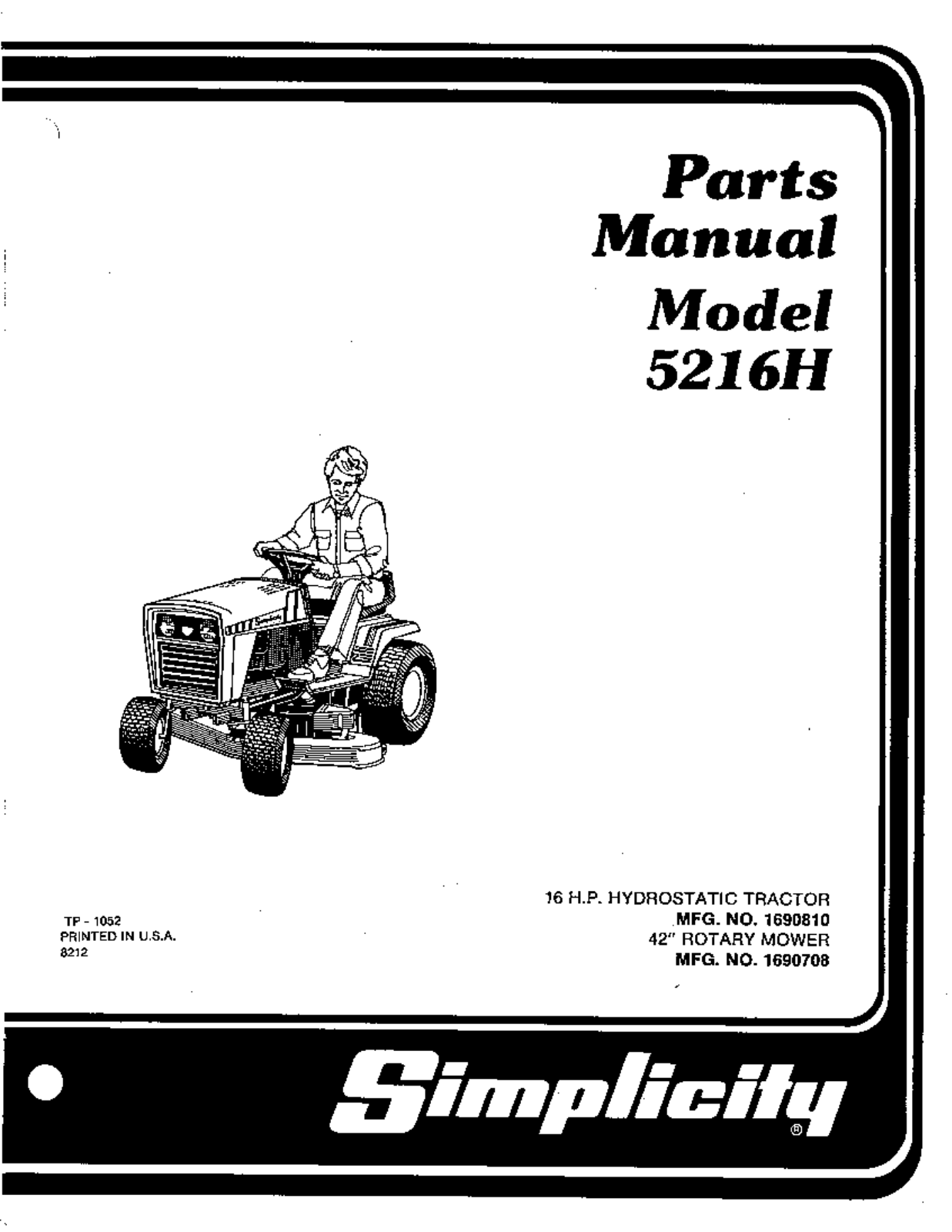 Simplicity 5216H User Manual