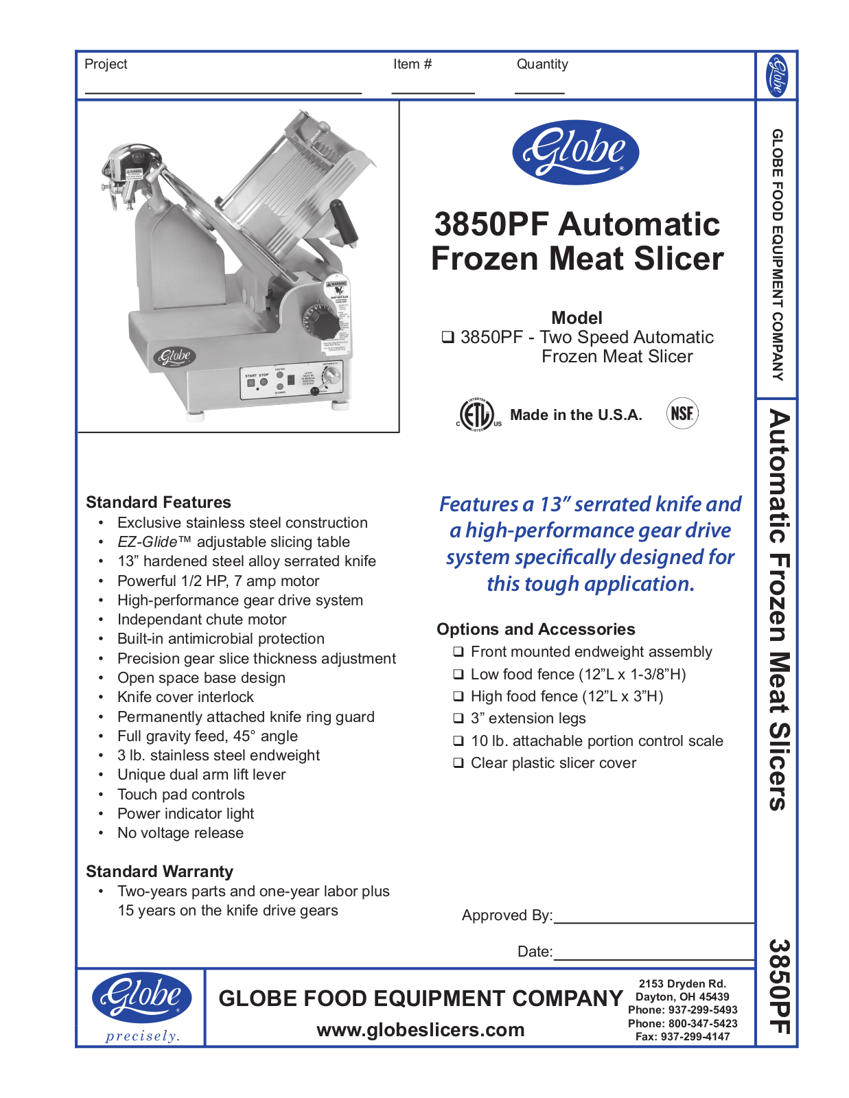 Globe 3850PF User Manual