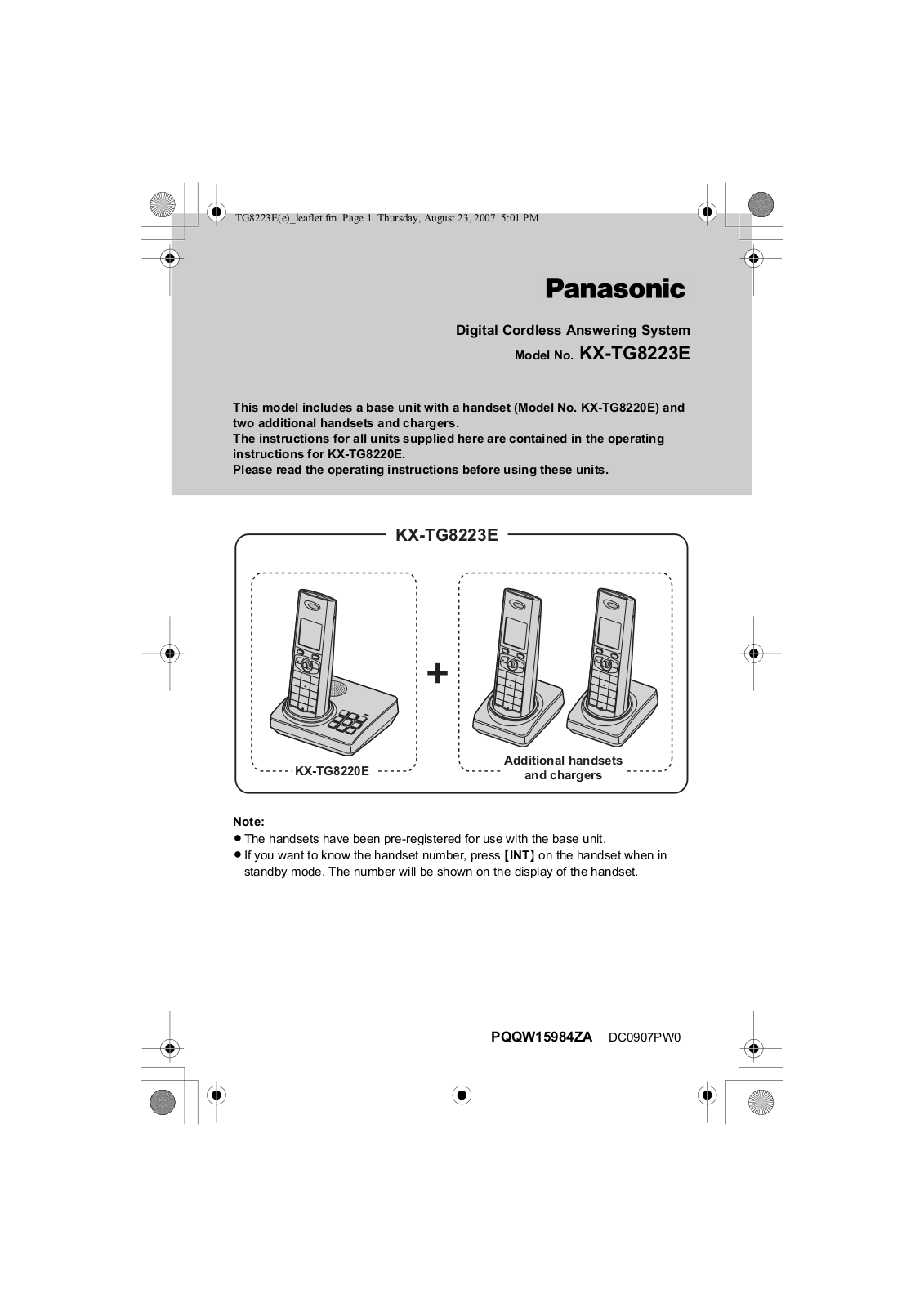 Panasonic KX-TG8223E User Manual