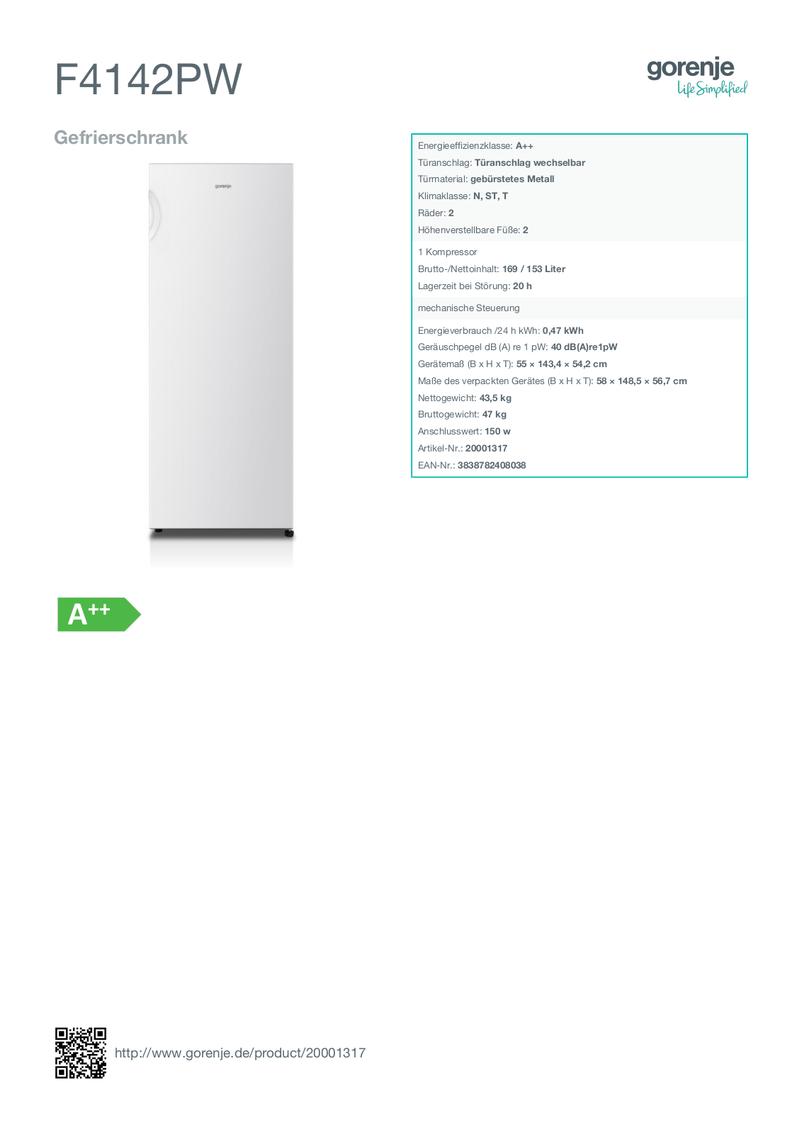 Gorenje F4142PW User Manual