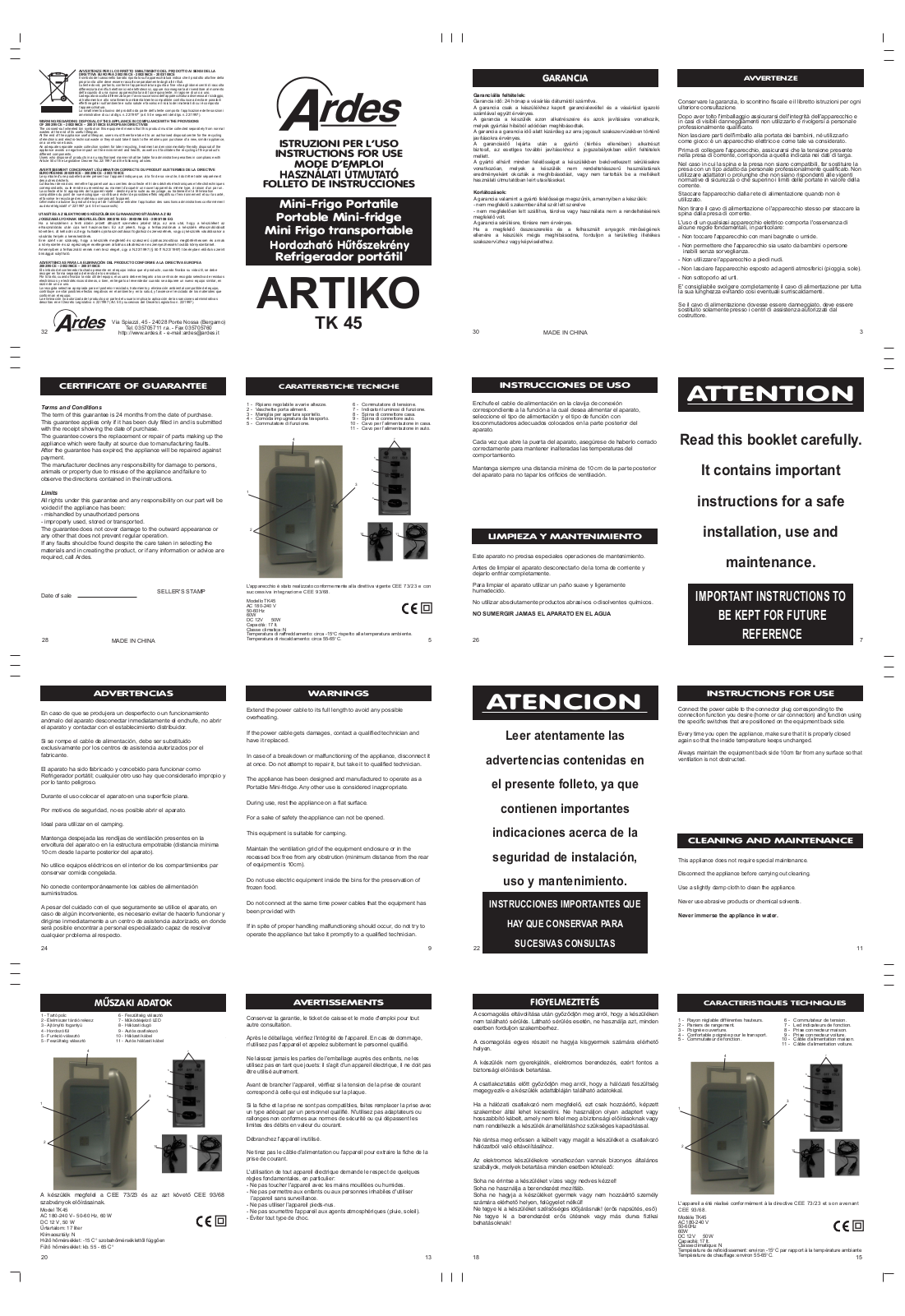 ARDES TK 45 User Manual