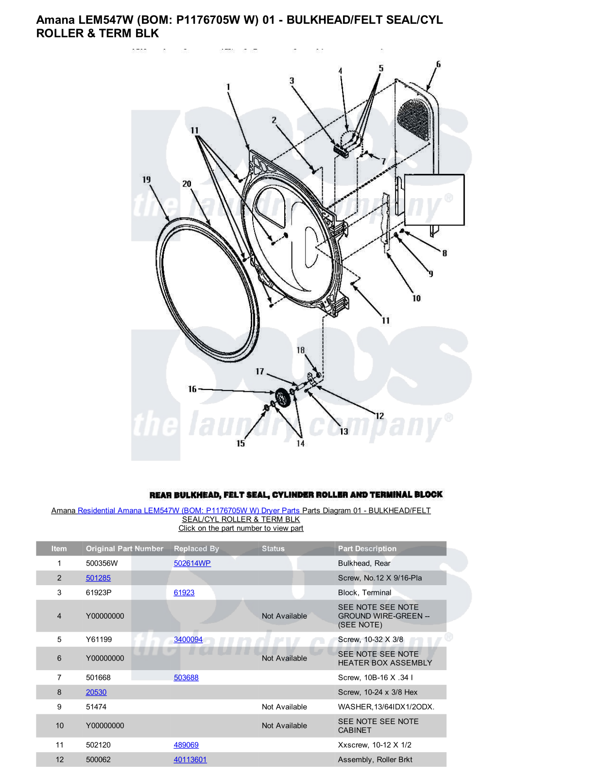 Amana LEM547W Parts Diagram