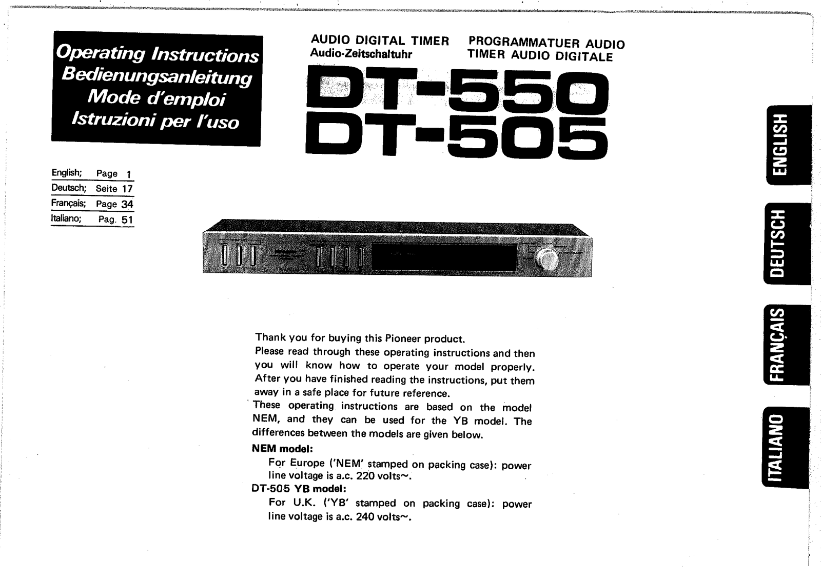 Pioneer DT-550 User Manual