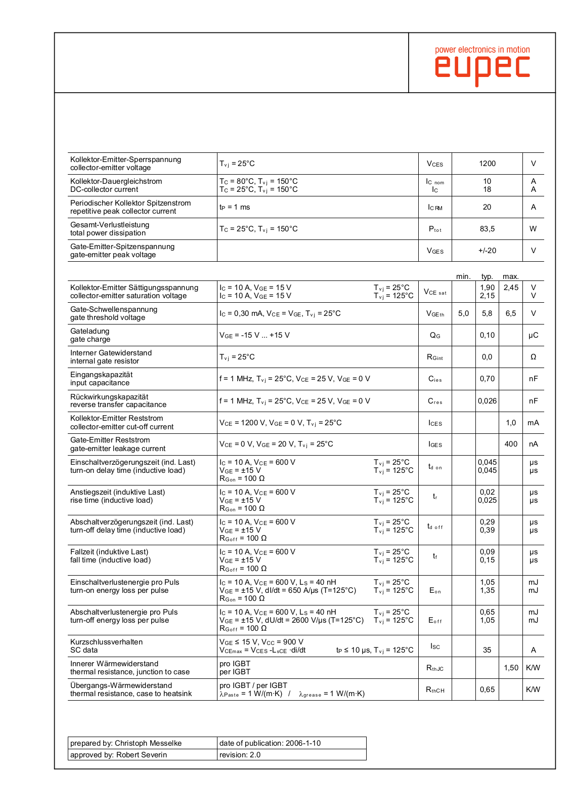 Infineon FP10R12NT3 Data Sheet