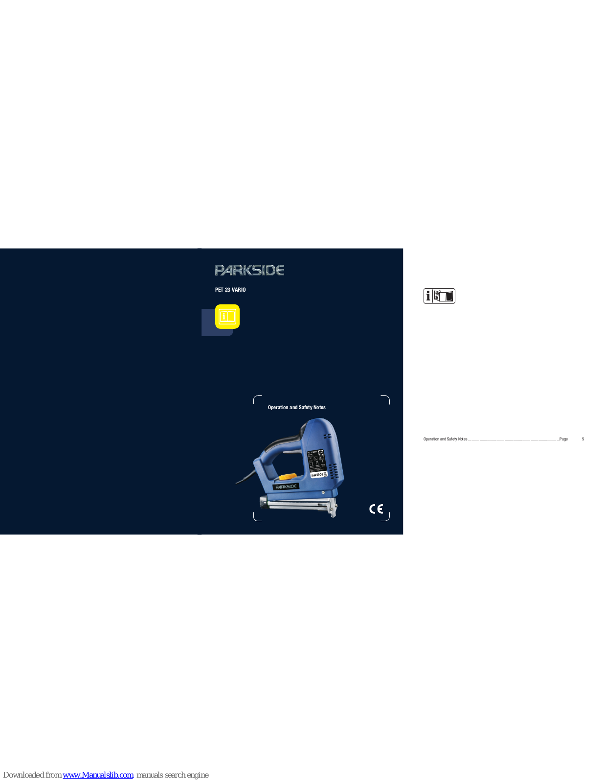 Parkside KH 3145 ELECTRIC TACKER, PET 23 VARIO Operation And Safety Notes - ManualMachine.com