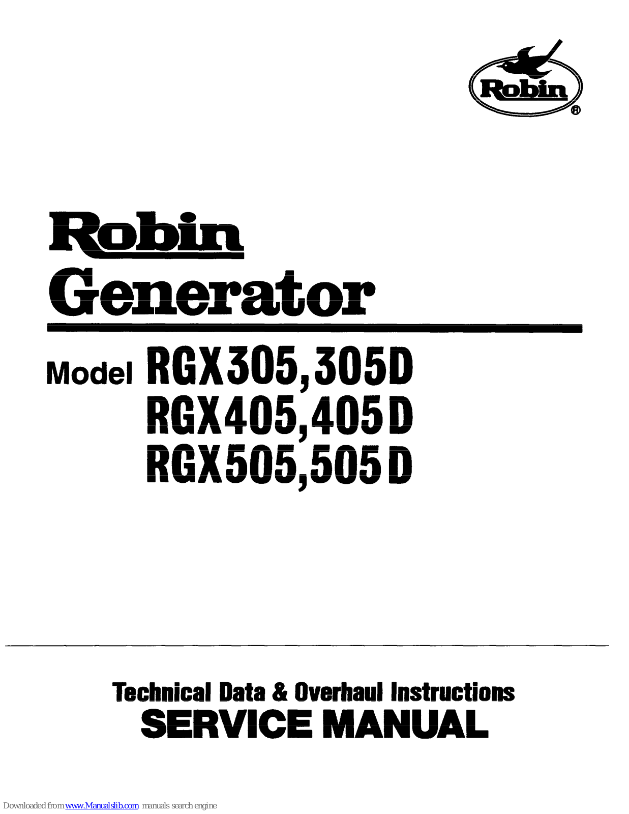 Robin RGX305, RGX305D, RGX505D, RGX505, RGX405 Service Manual