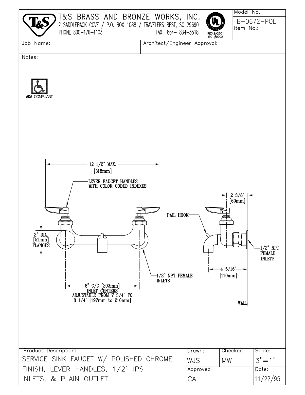 T & S Brass & Bronze Works B-0672-POL General Manual