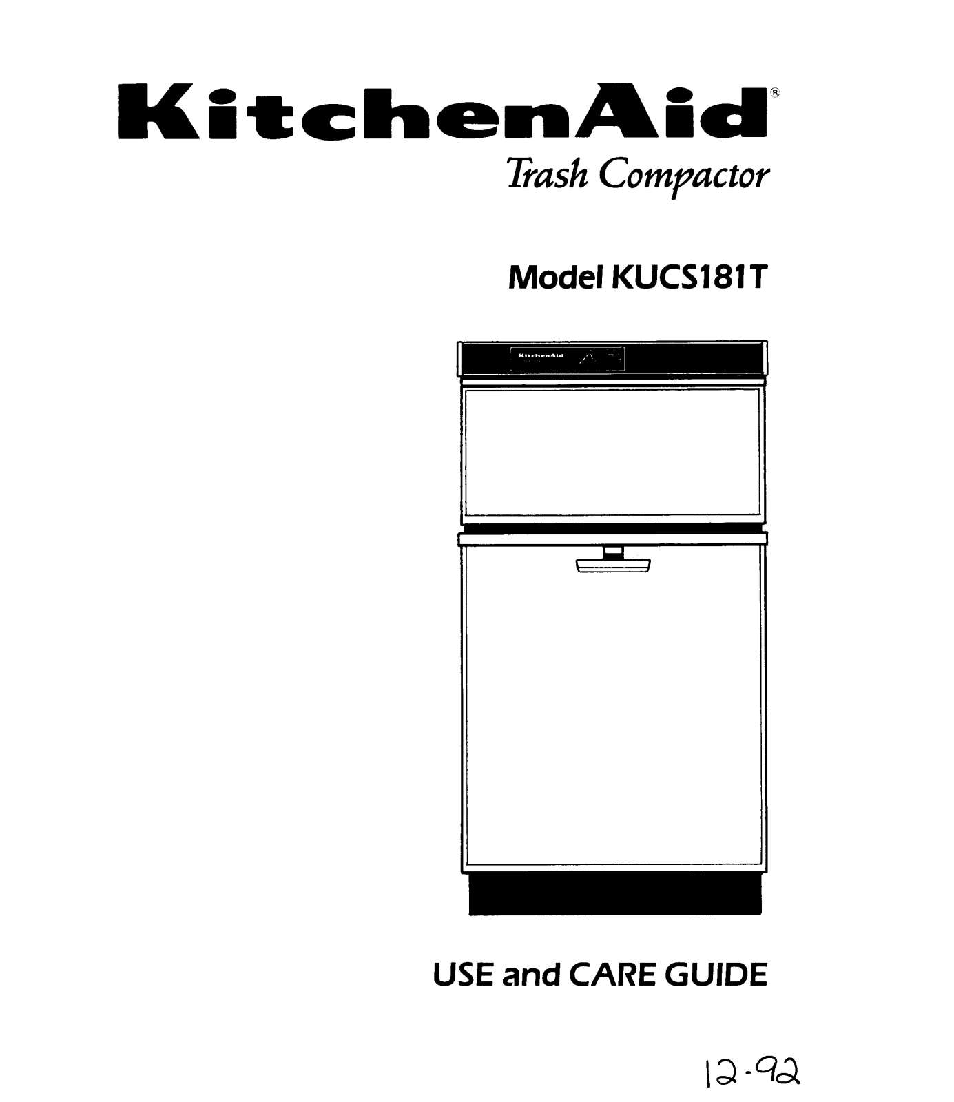 KitchenAid KUCS181T Owner's Manual