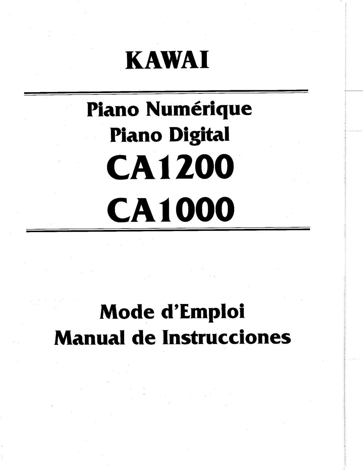 Kawai CA1200, CA1000 User Manual