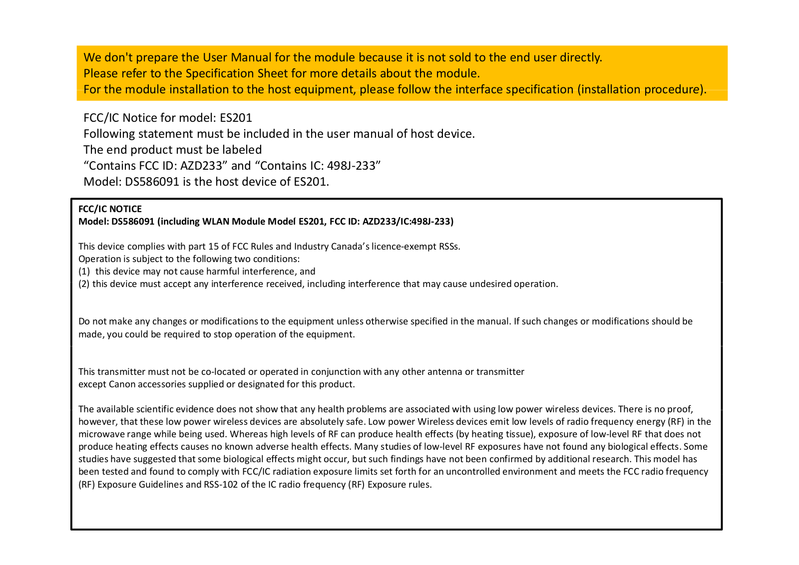 Canon 233 Users Manual