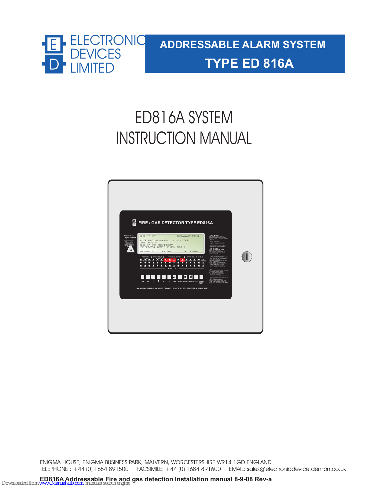 Electronic Devices Limited ED816A Instruction Manual