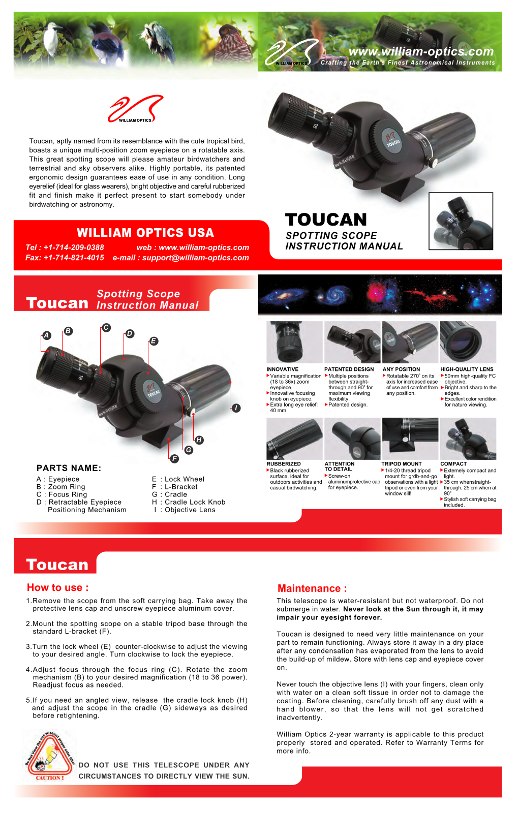 William optics TOUCAN User Manual