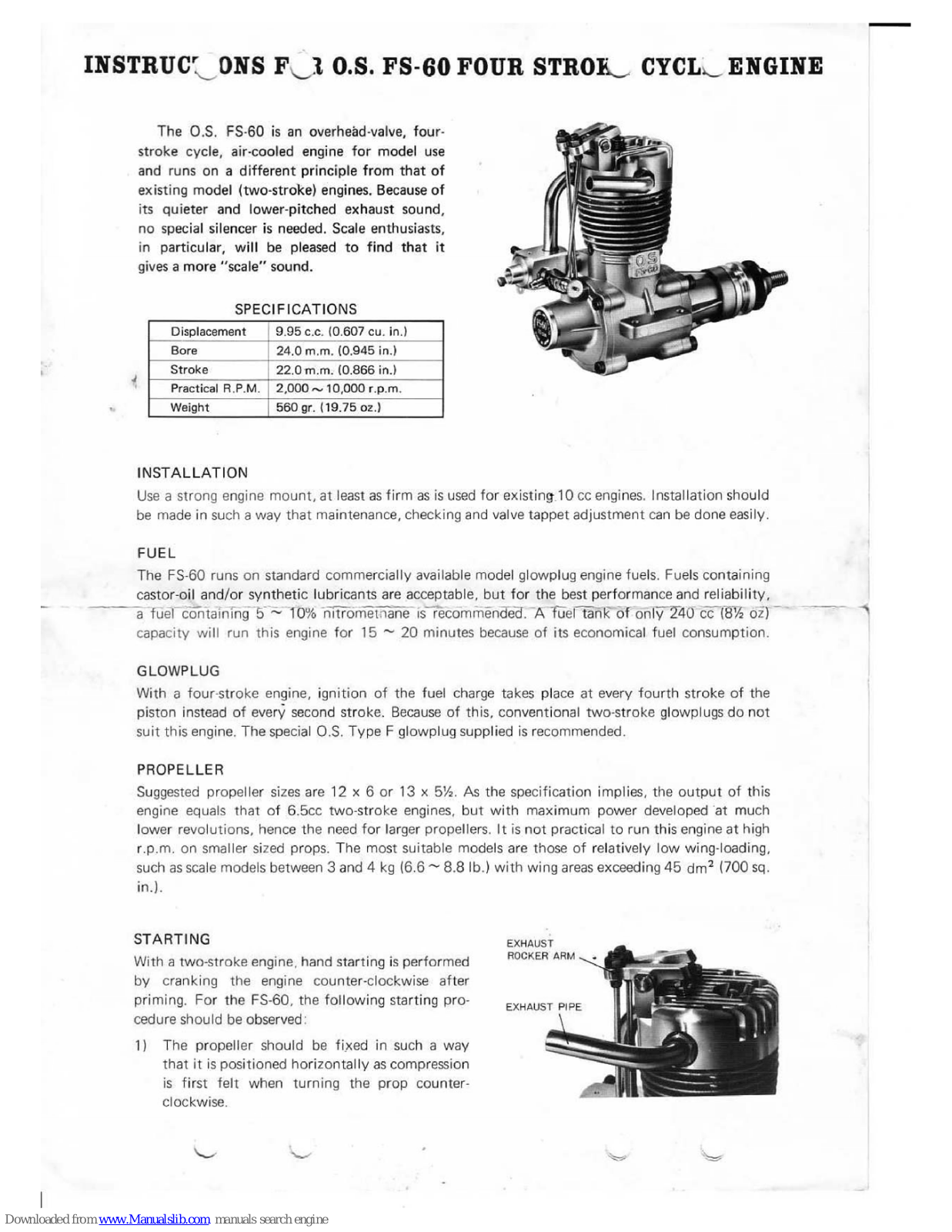 O.S. engine FS-60 Instruction Manual