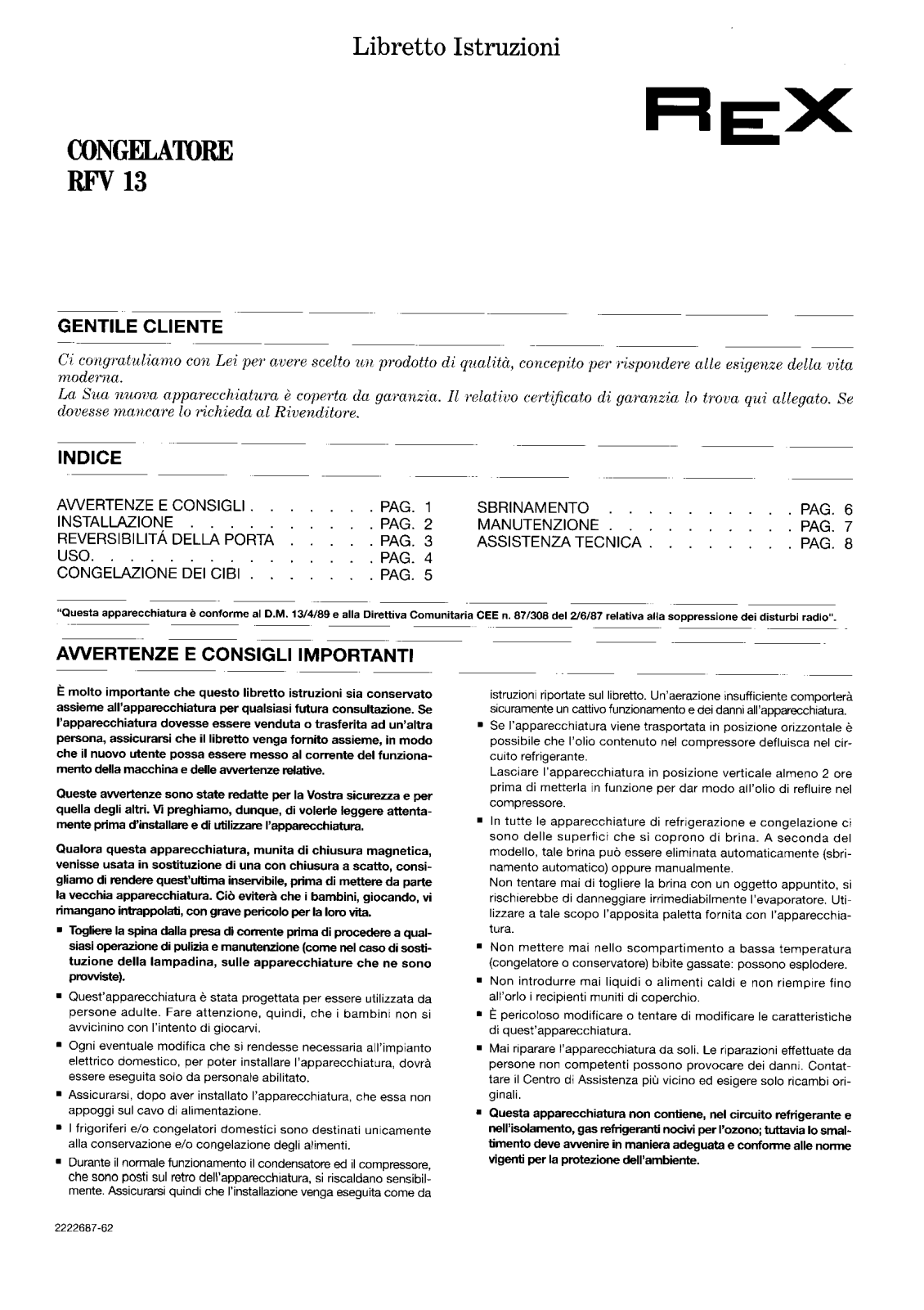 Rex RFV13 User Manual