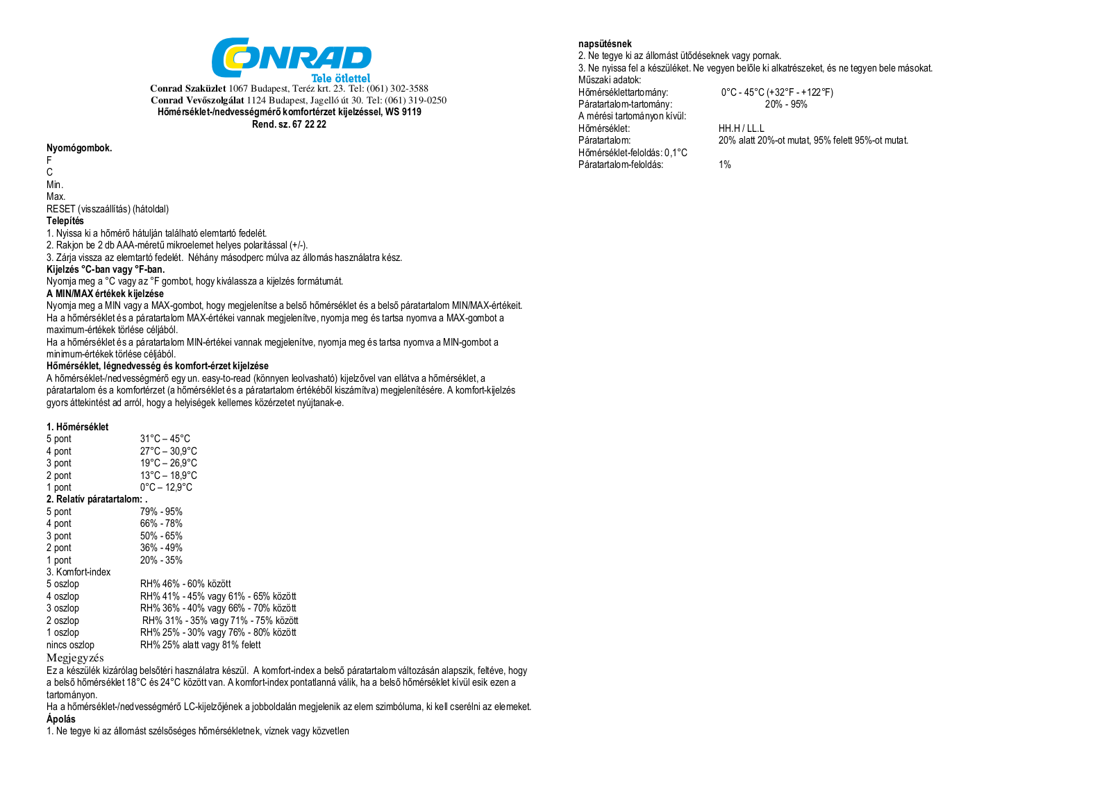 Techno Line WS 9119 User guide