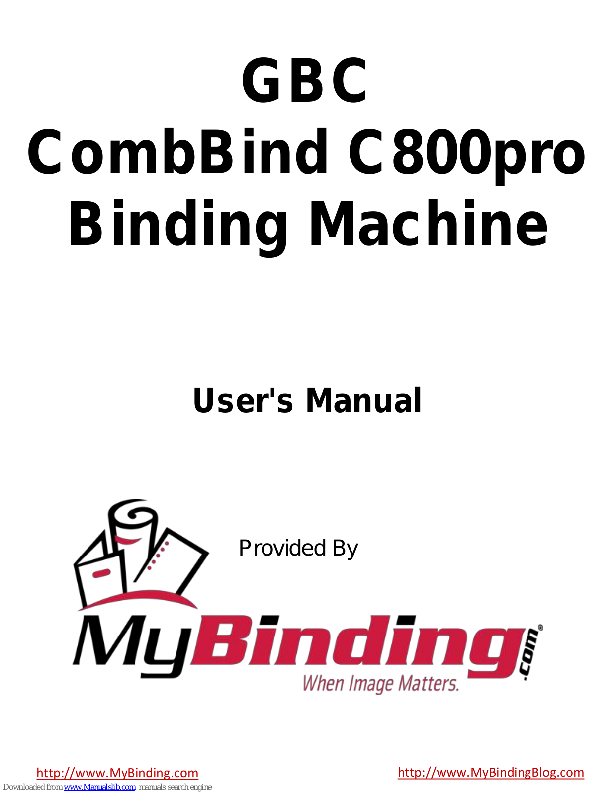 GBC CombBind C800pro Instruction Manual