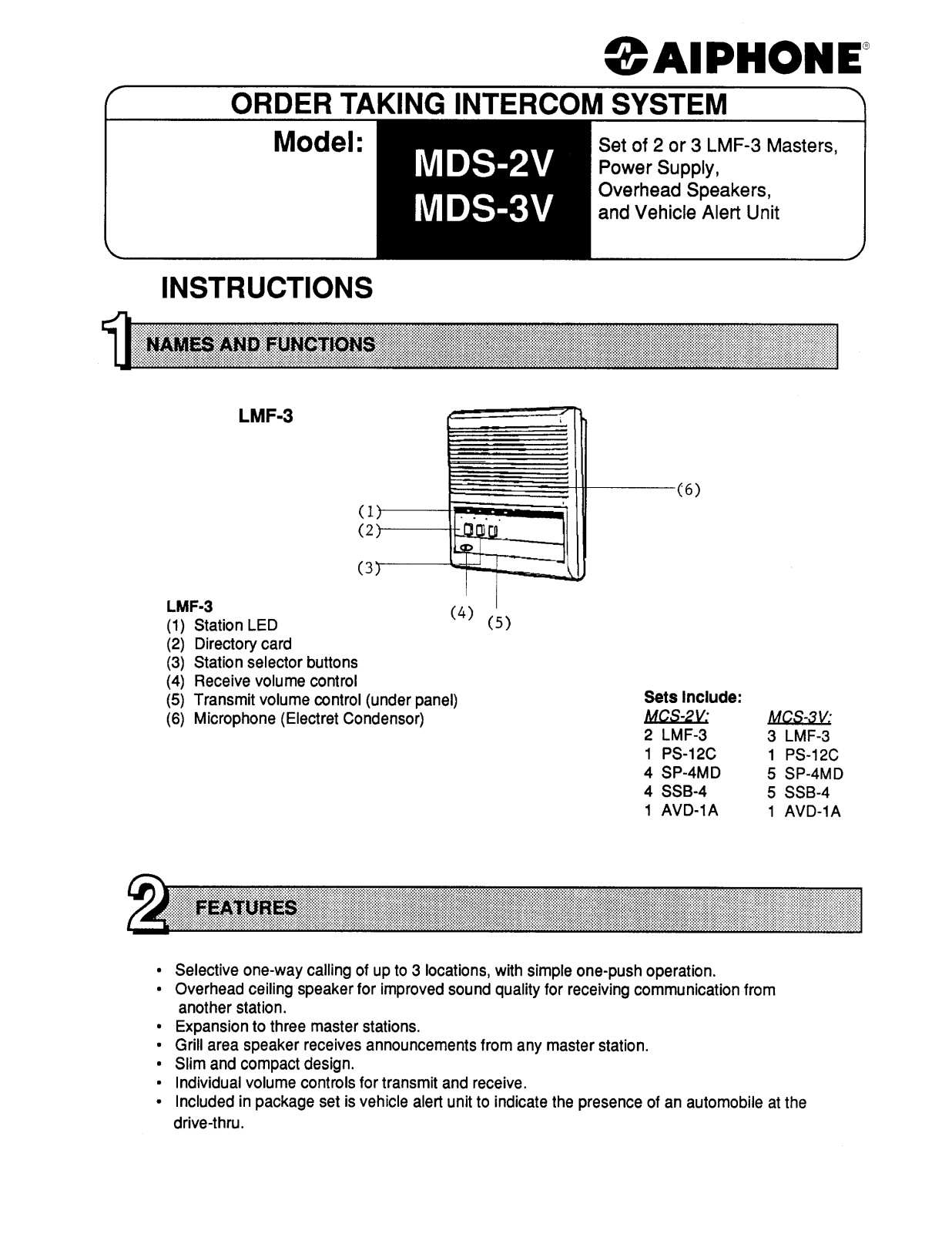 Aiphone MDS-3V User Manual