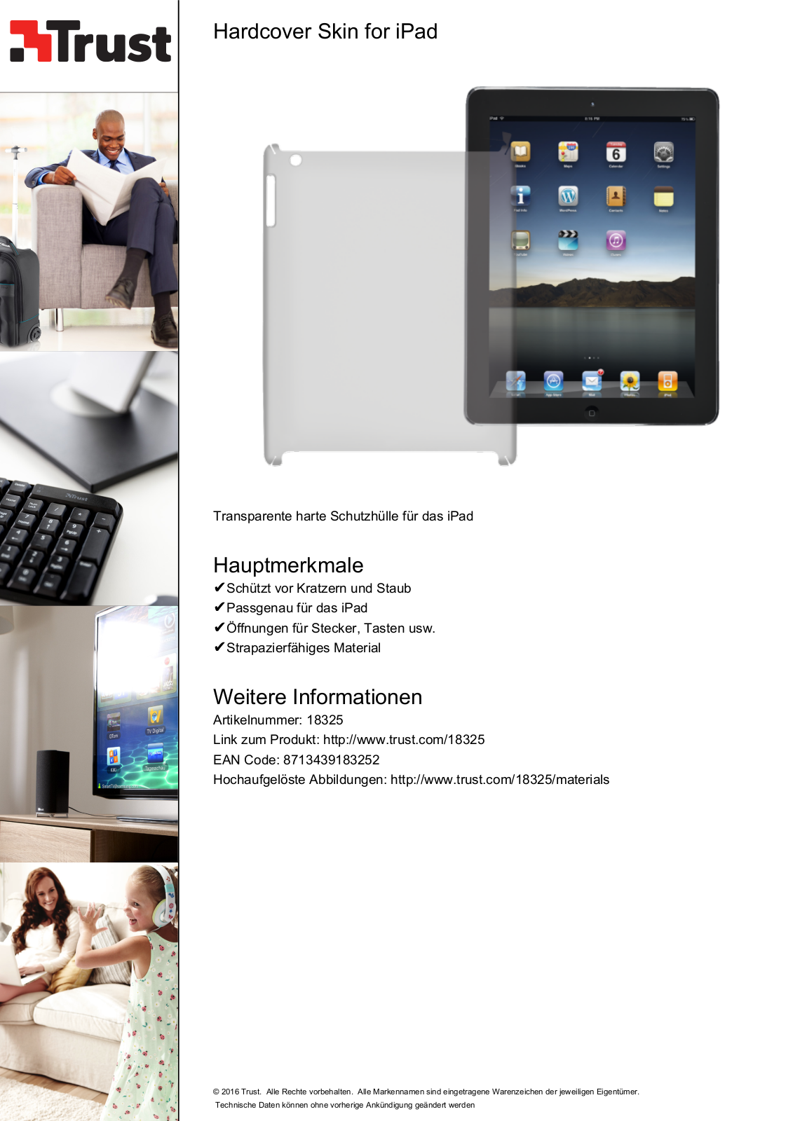 Trust Hardcover Skin for iPad User Manual