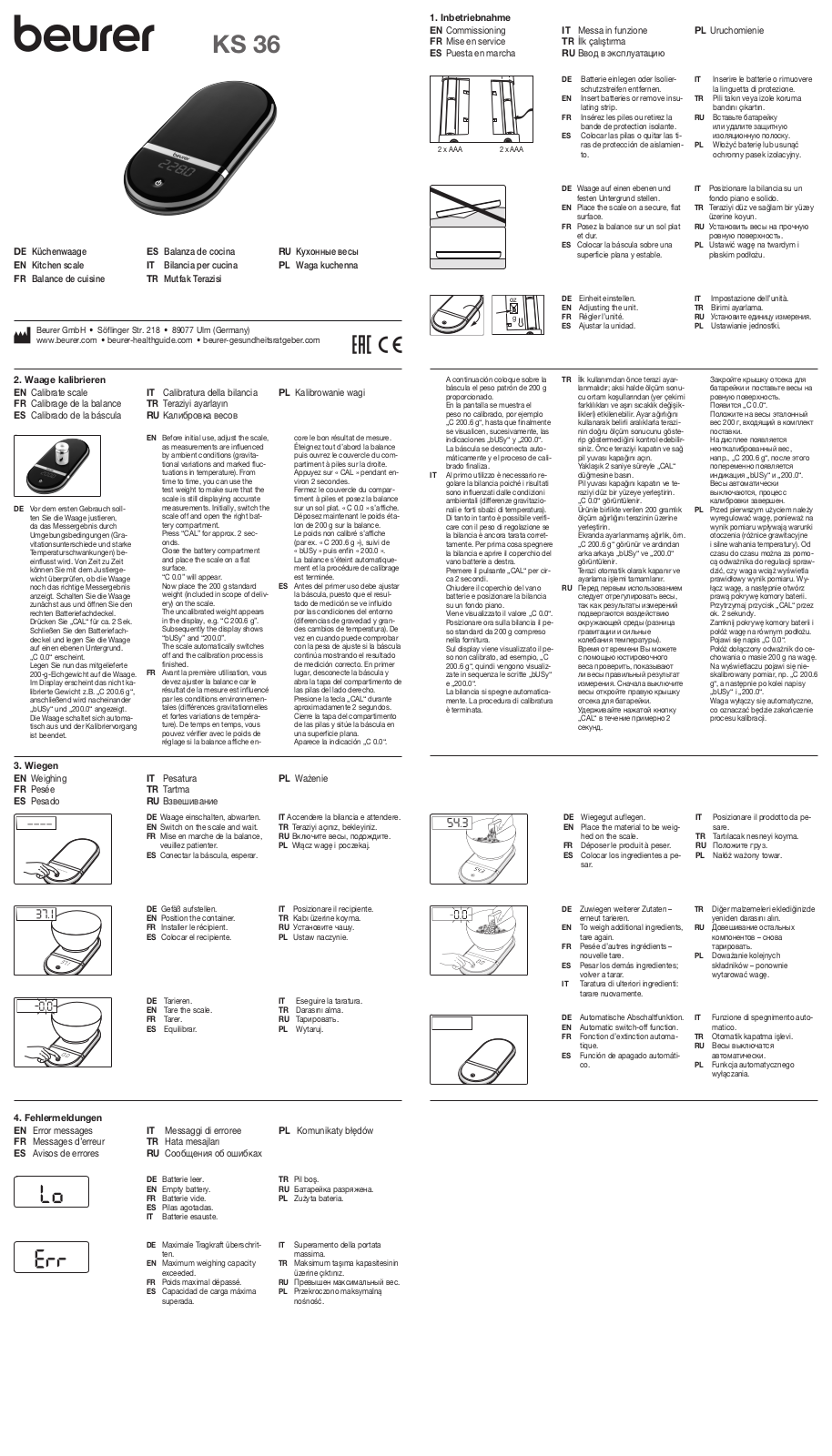 Beurer KS36 User manual