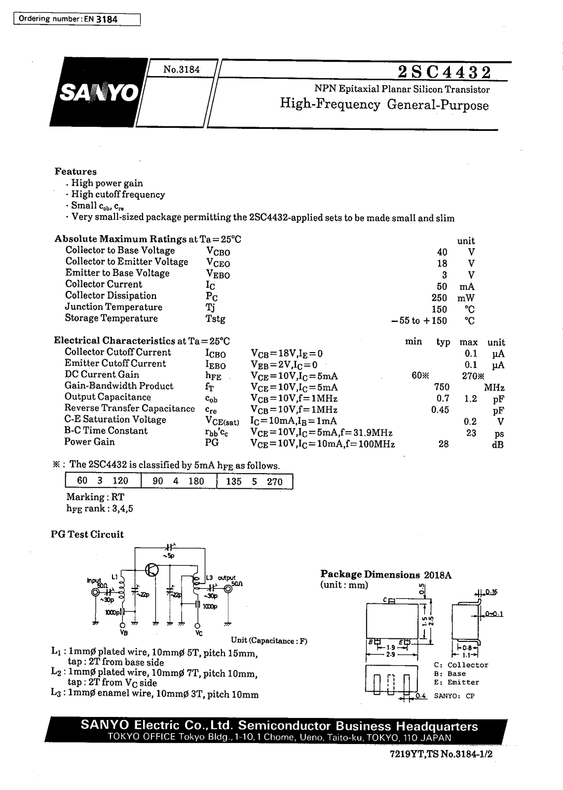 SANYO 2SC4432 Datasheet