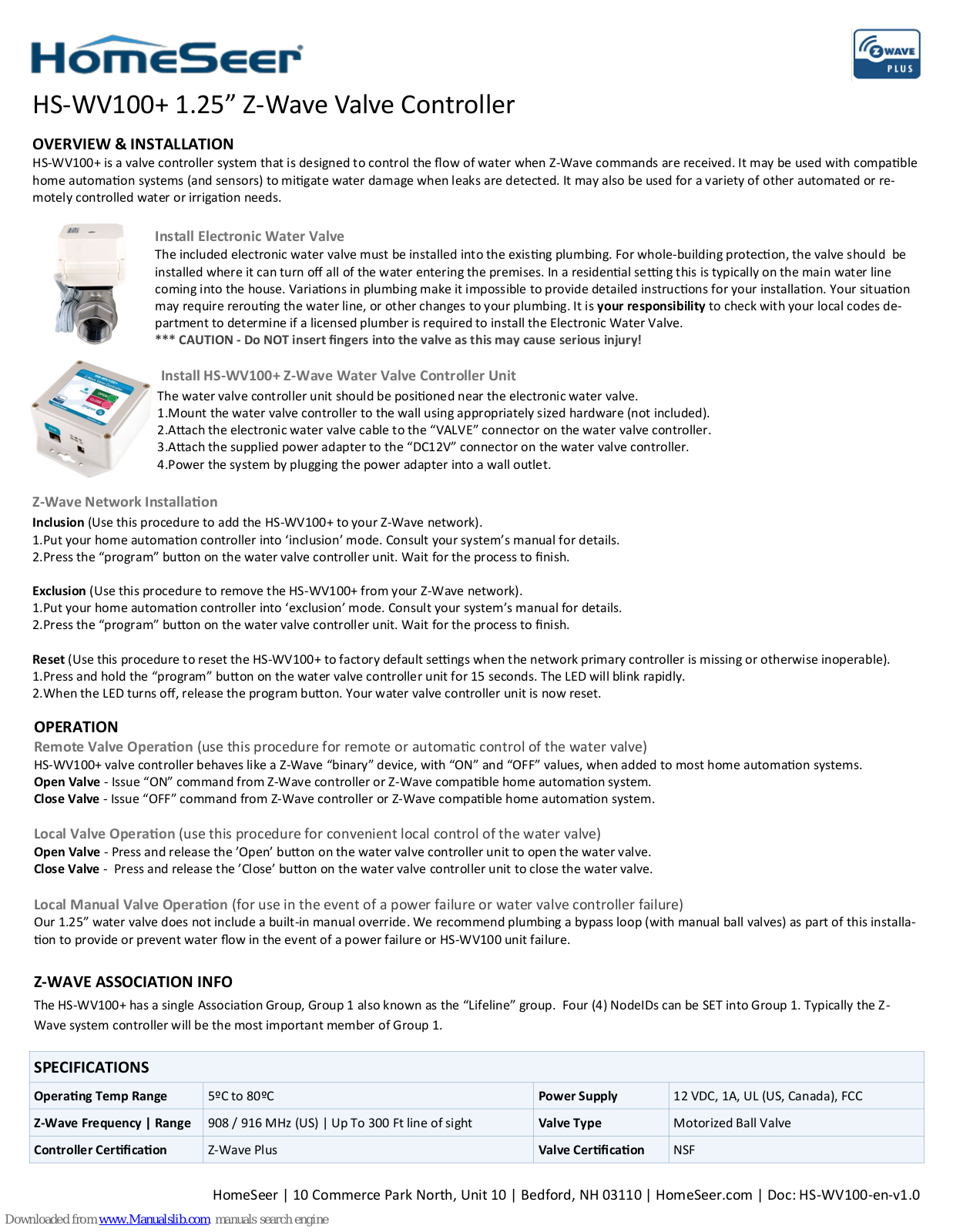 HomeSeer HS-WV100+ User Manual