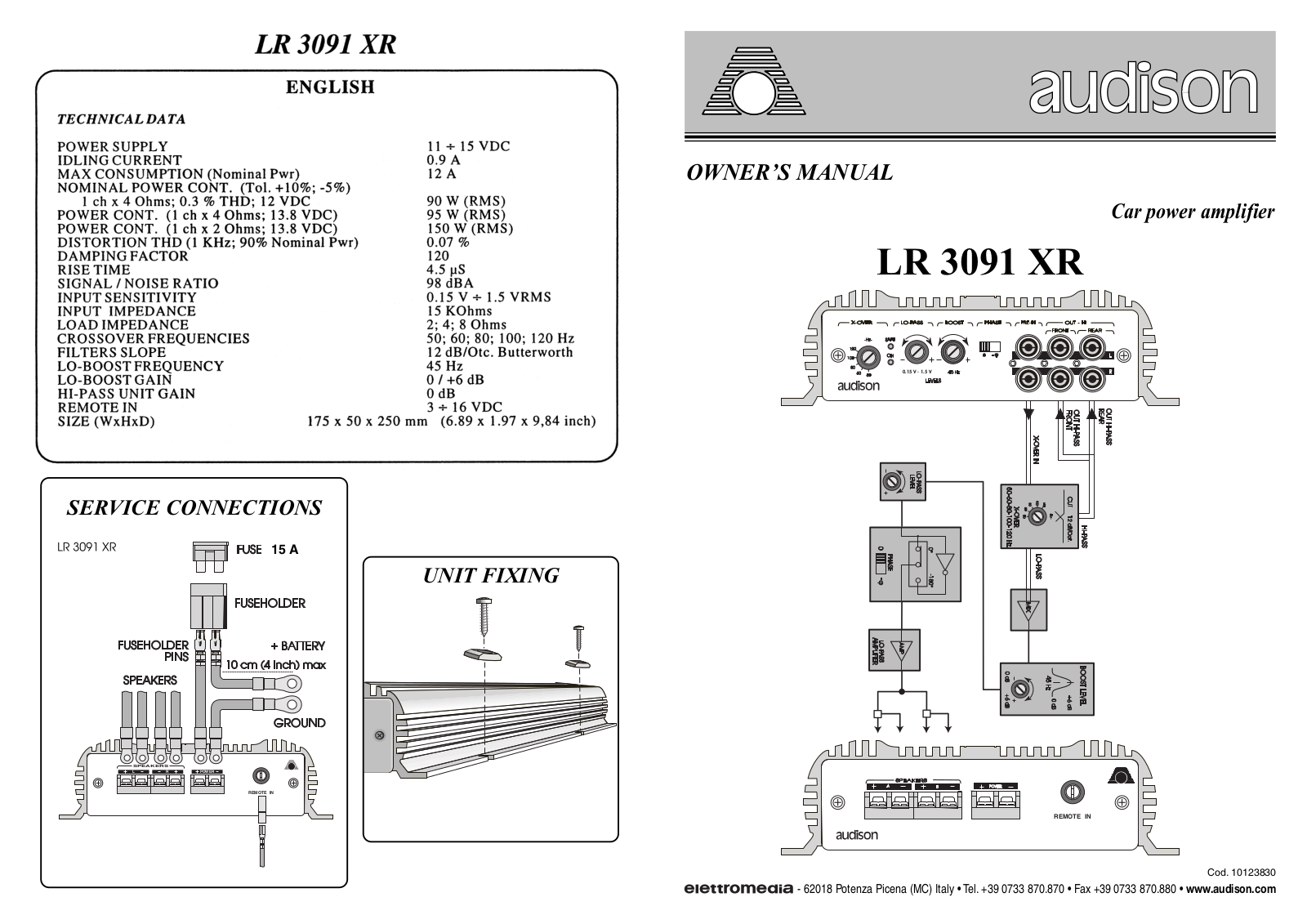 Audison LR 3091XR Owner's Manual