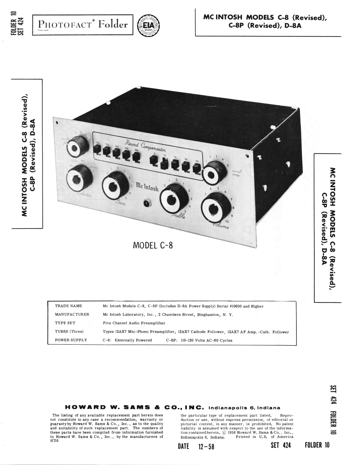 McIntosh C-8 Service manual