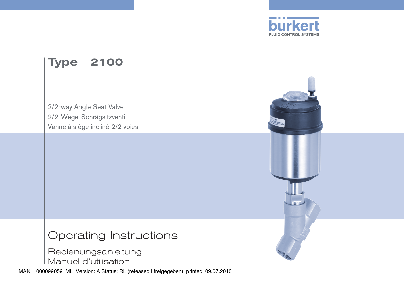 Burkert 2100 series Operating Instructions Manual