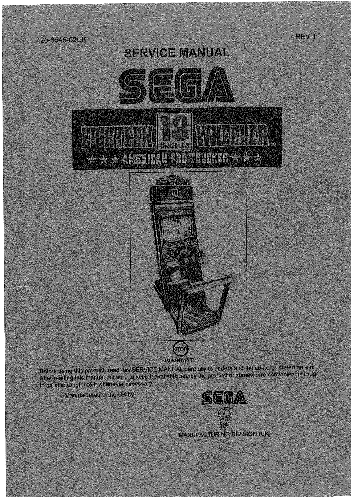 Sega 18 WHEELER NAOMI User Manual