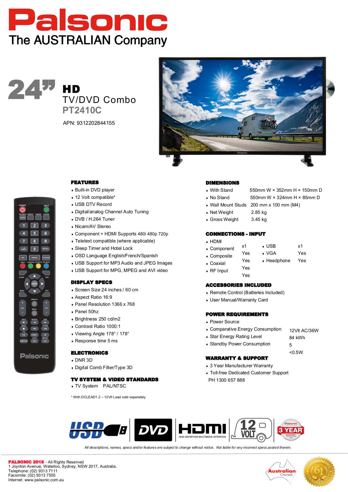 Palsonic PT2410C User Manual