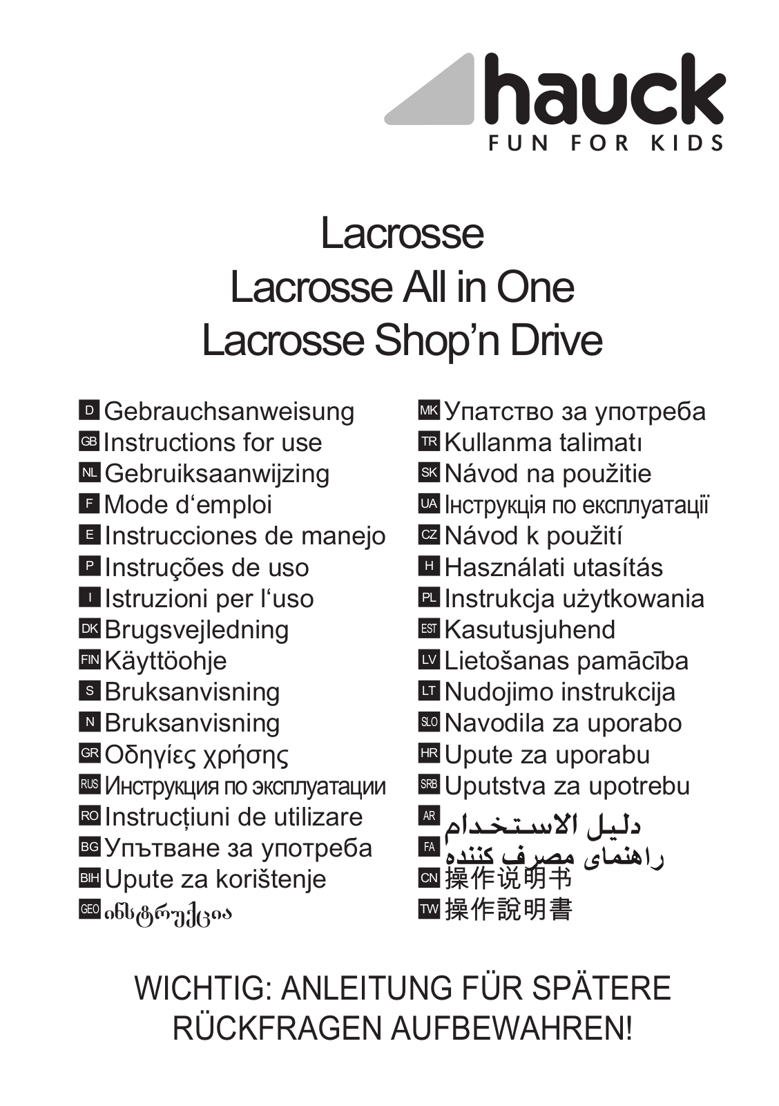 Hauck Lacrosse Shop n Drive User Manual