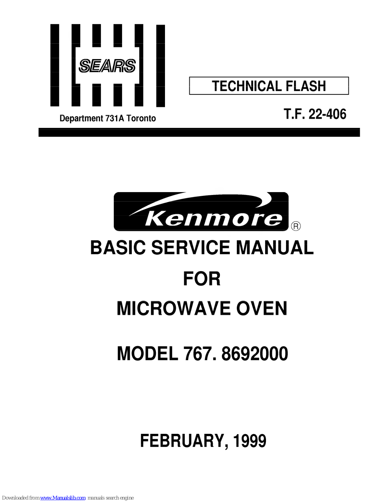 Kenmore 767.8692000 Basic Service Manual