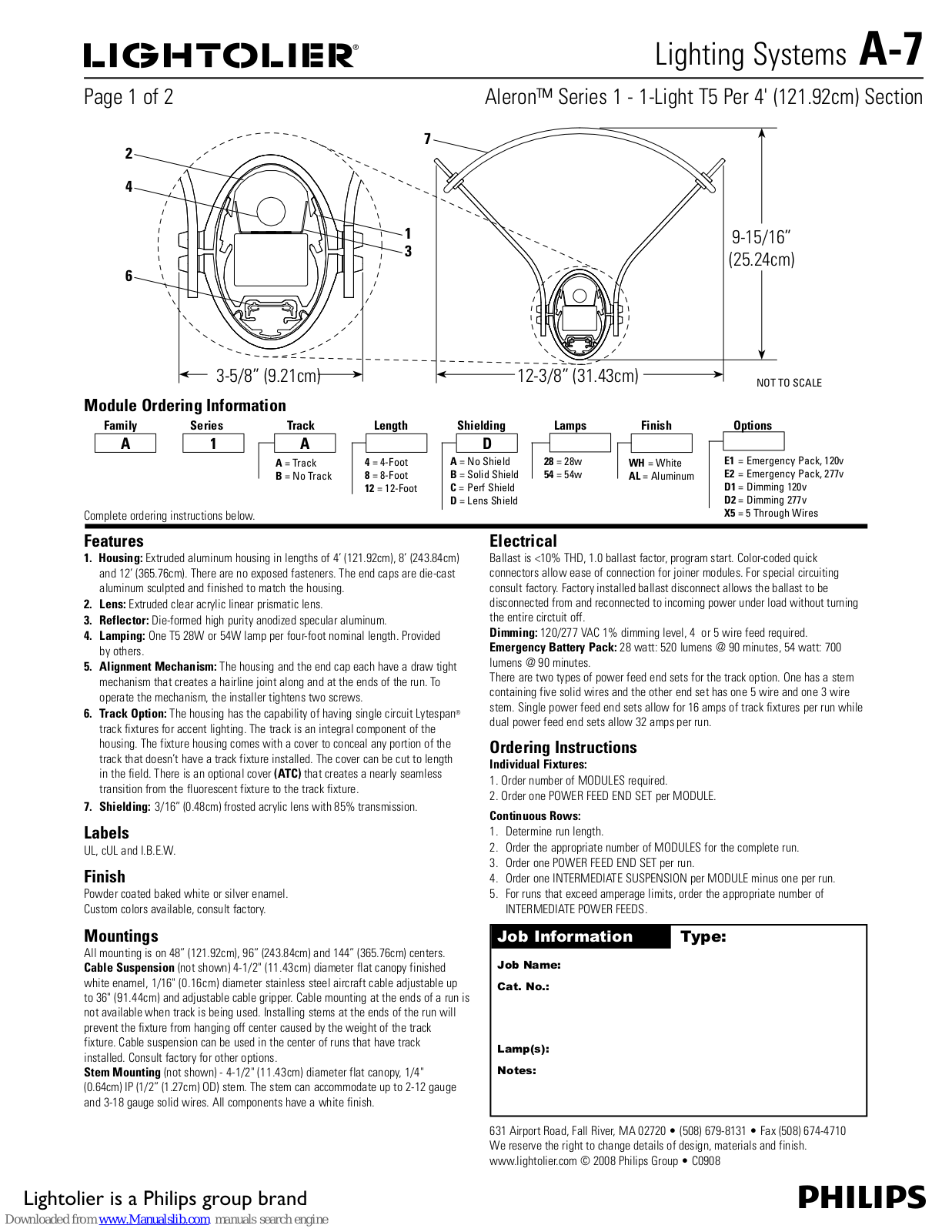 Lightolier Aleron A-7 Datasheet - ManualMachine.com