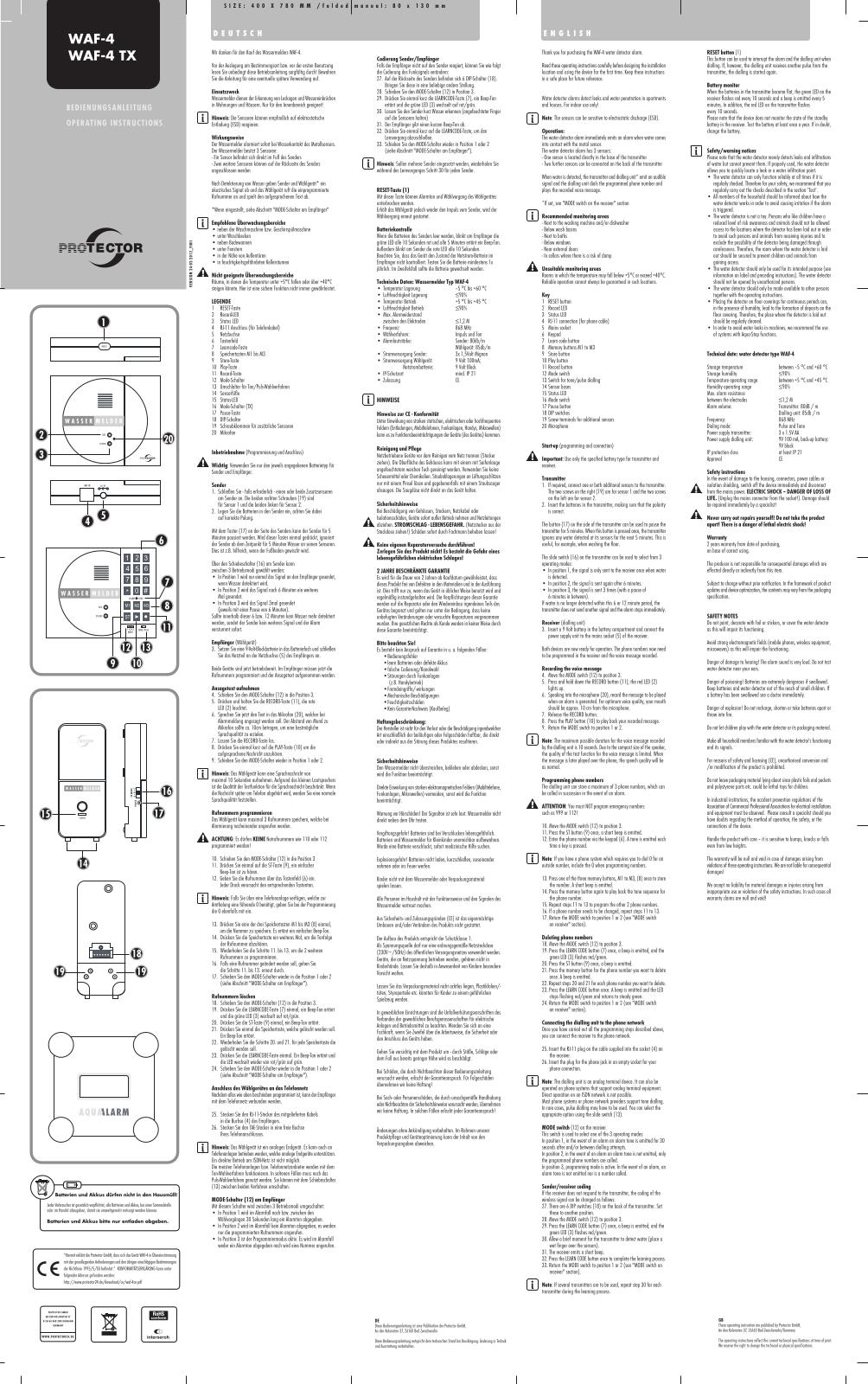 m-e modern-electronics WAF-4, WAF-4 TX Operating Instructions