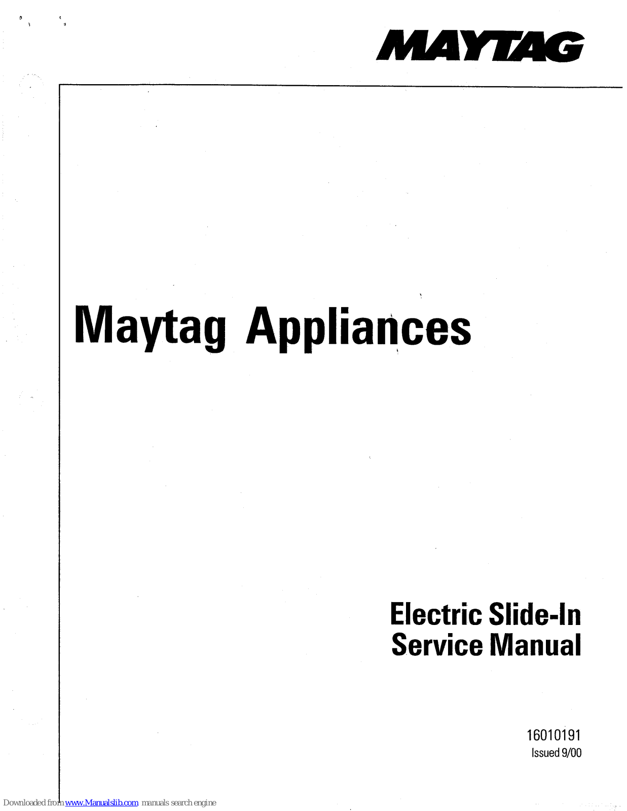 Maytag SVD48600, SEG196, SVD48600x series, CDE8520, SVD48600P Service Manual