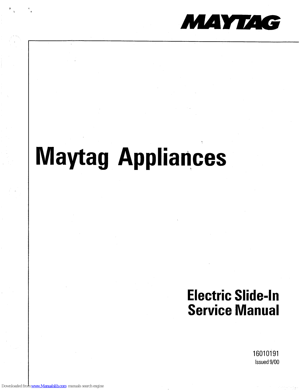 Maytag SVD48600, SEG196, CDE8520, SVD48600P, SVD48600PC Service Manual