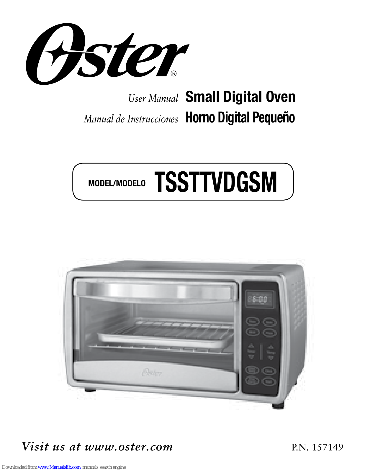 Oster Digital 4-Slice Toaster Oven, TSSTTVDGSM User Manual