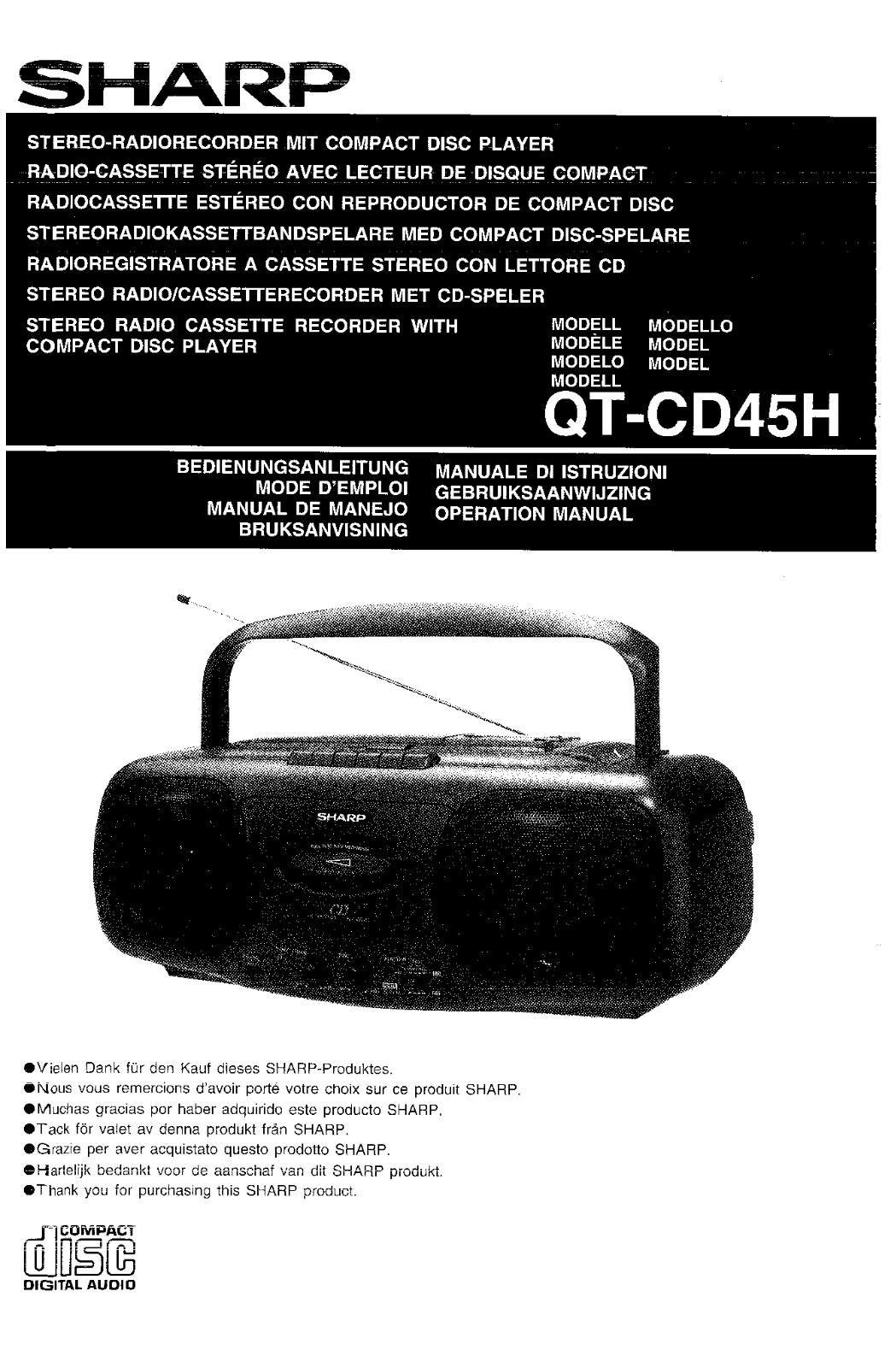 Sharp QT-CD45H User Manual