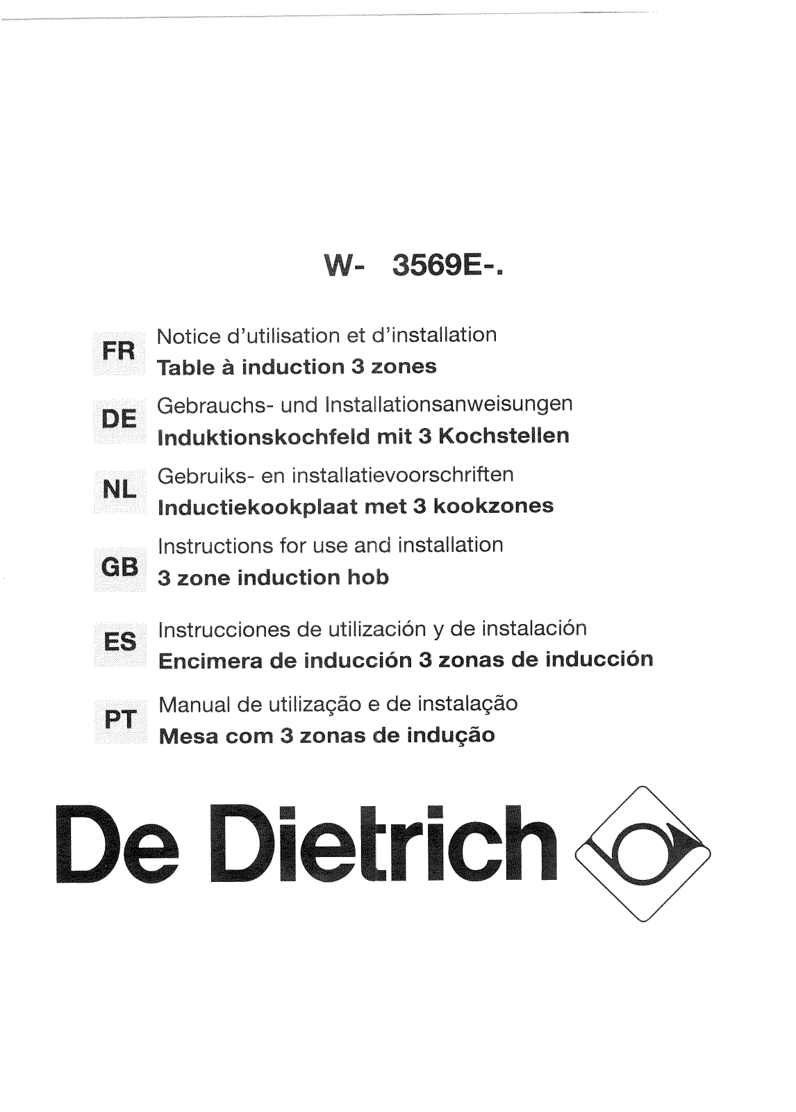 De dietrich WN3569E1 User Manual