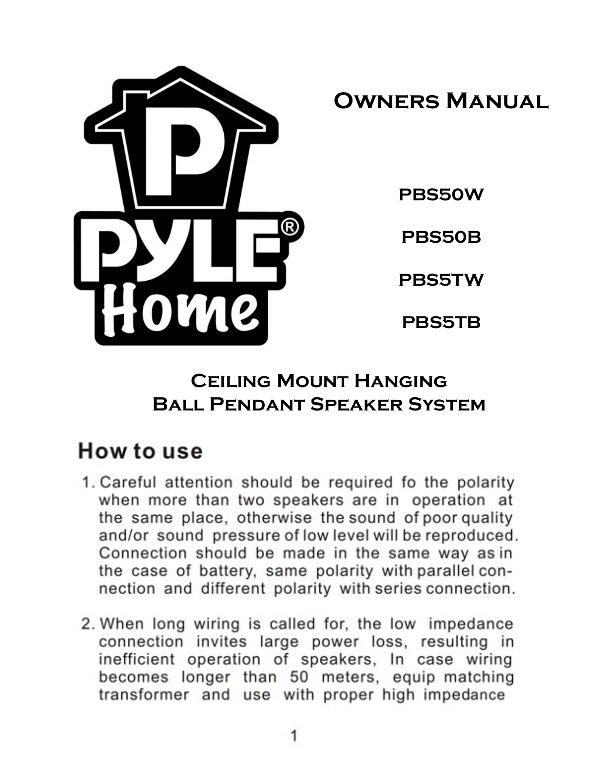 PYLE Audio PBS50B, PBS50W, PBS5TW, PBS5TB User Manual