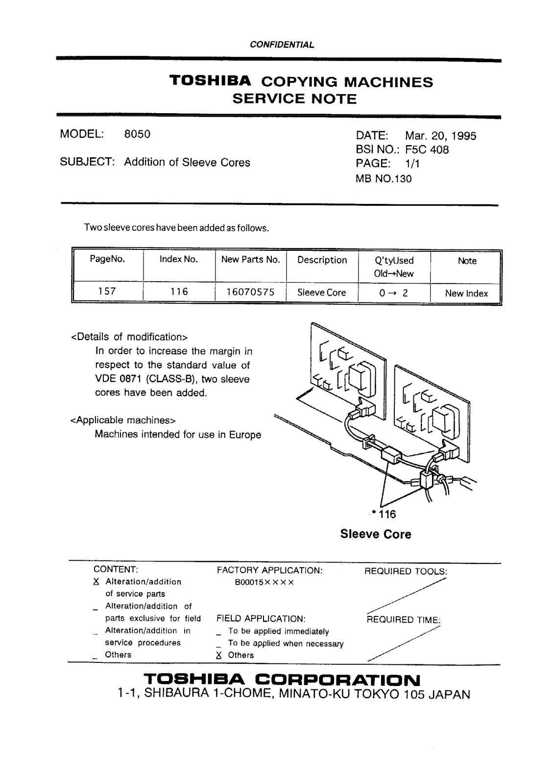 Toshiba f5c408 Service Note