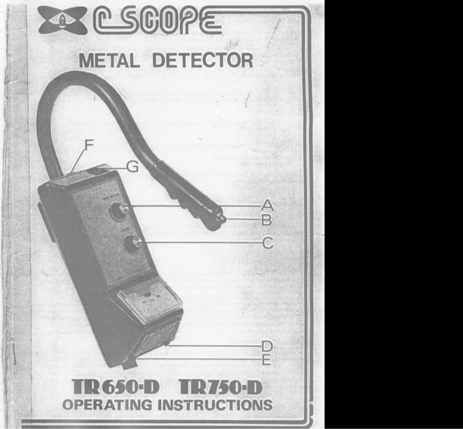 C-SCOPE TR650-D operating instructions manual