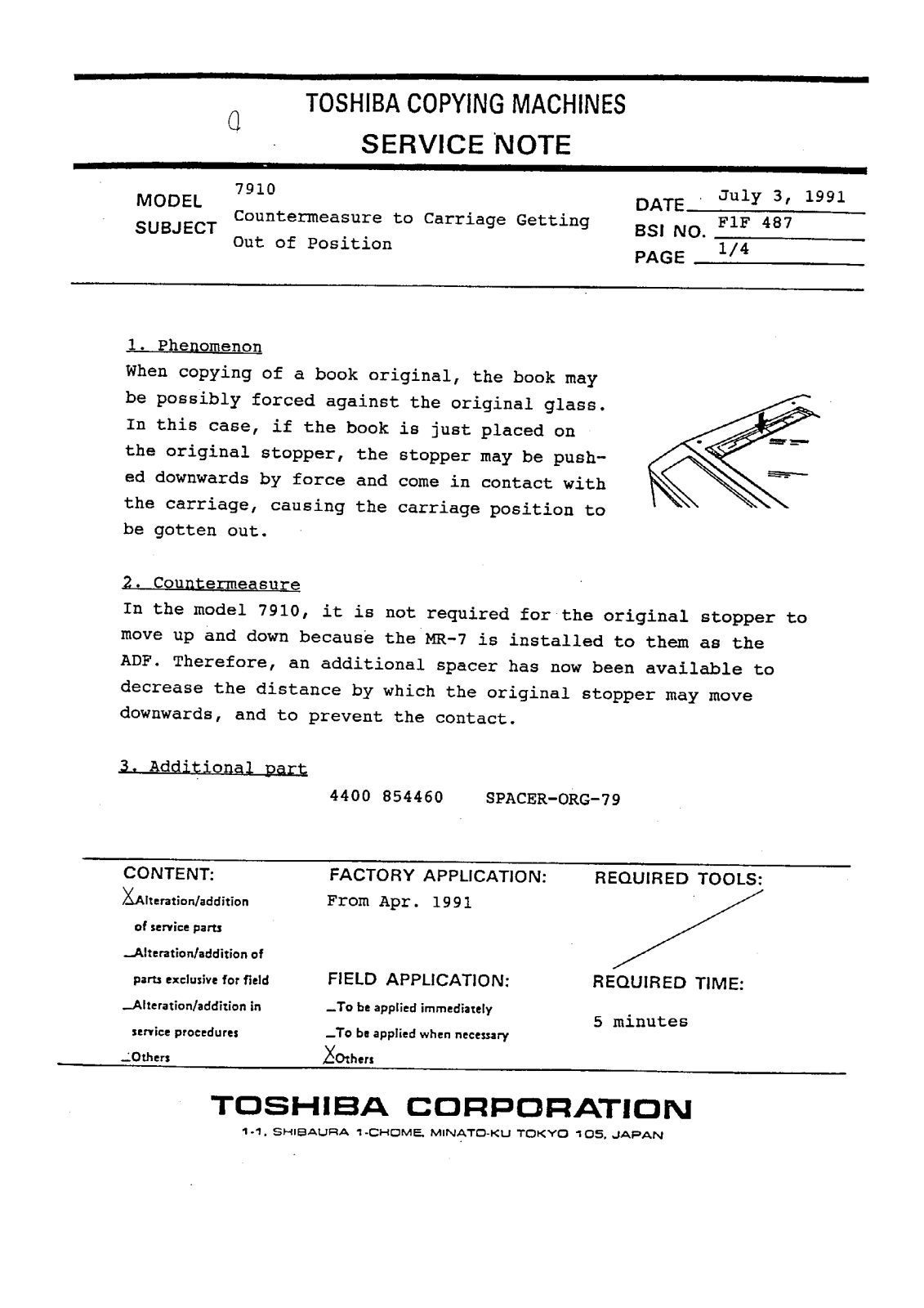 Toshiba f1f487 Service Note