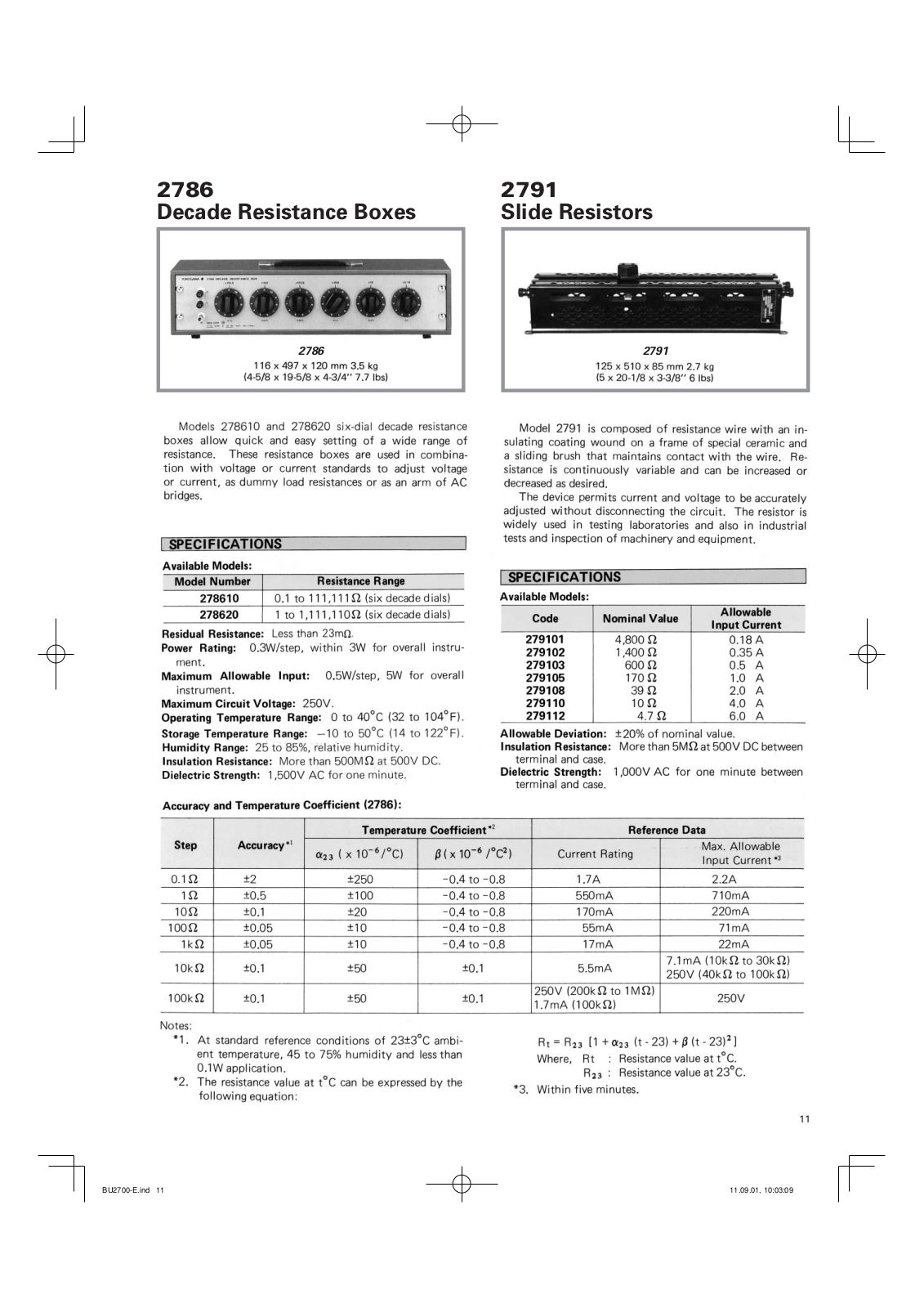 Yokogawa 2786 Specifications