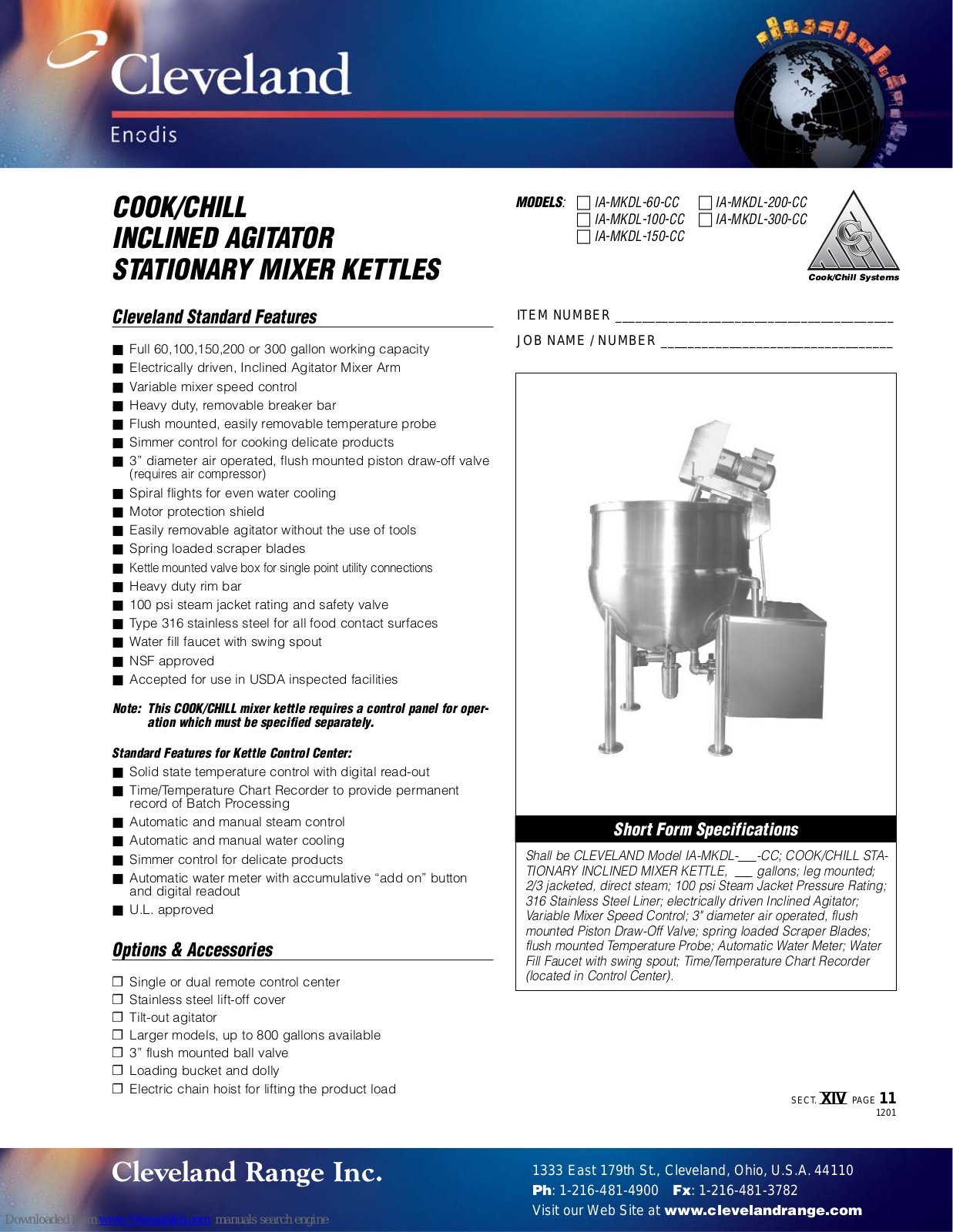 Cleveland IA-MKDL-150-CC, IA-MKDL-200-CC, IA-MKDL-100-CC, IA-MKDL-300-CC, IA-MKDL-60-CC Specification Sheet