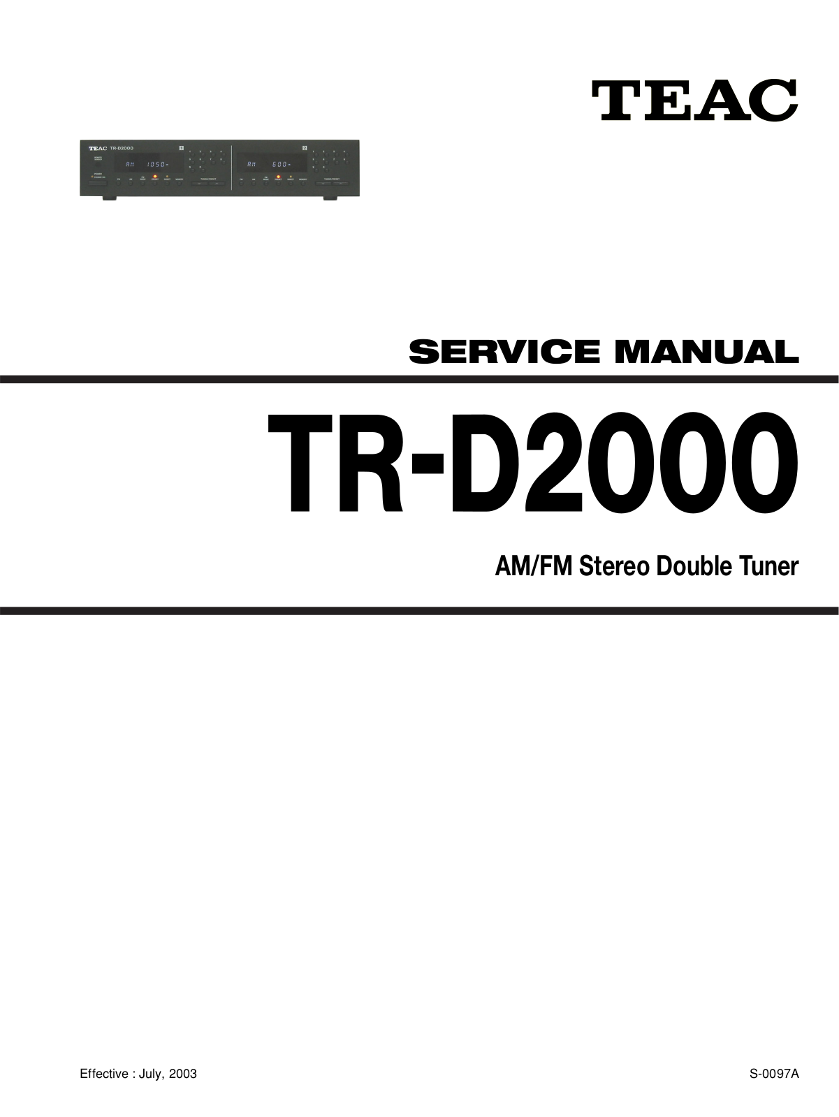 TEAC TRD-2000 Service manual