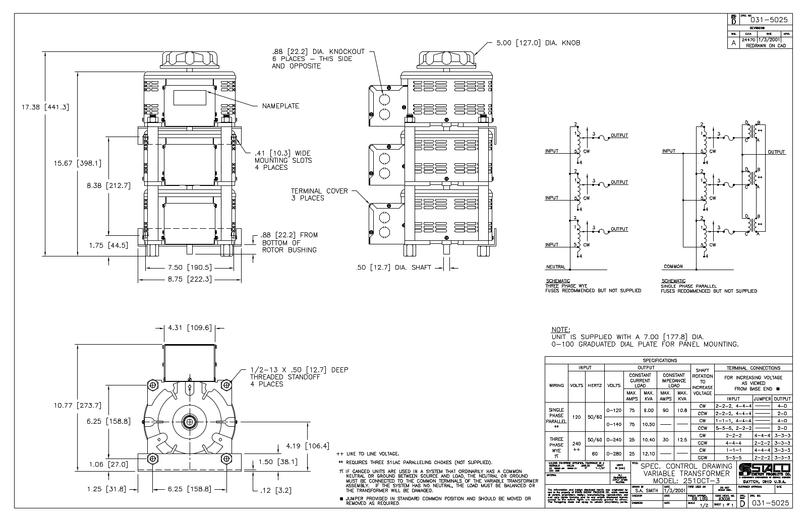 Staco Energy 2510CT-3 Dimensional Sheet - ManualMachine.com