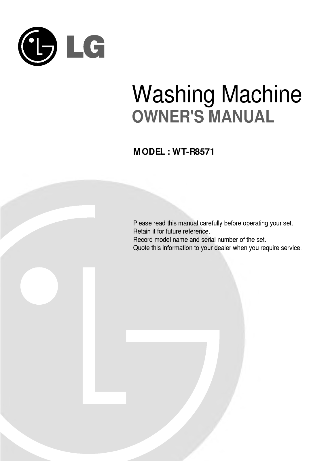 LG WT-R8571 User Manual