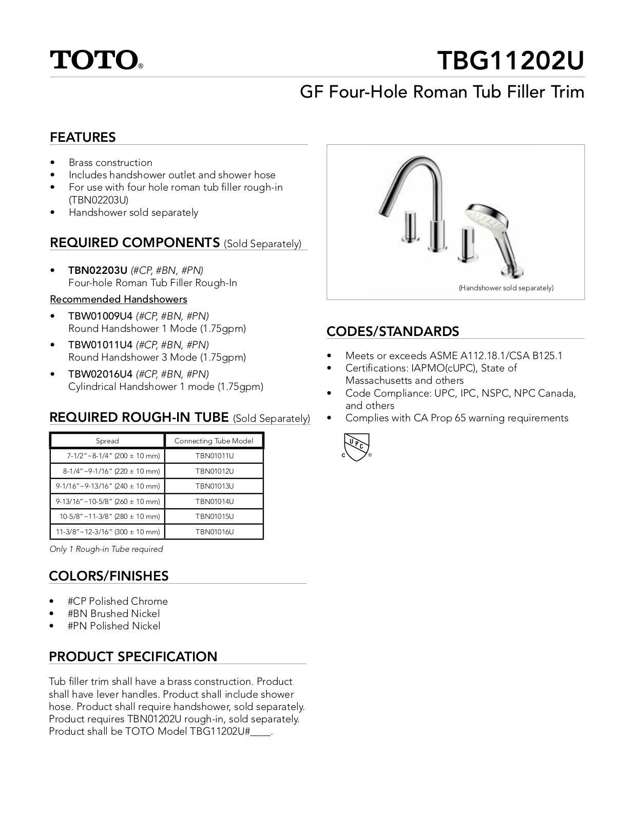 TOTO SBSA1587 Specifications - ManualMachine.com